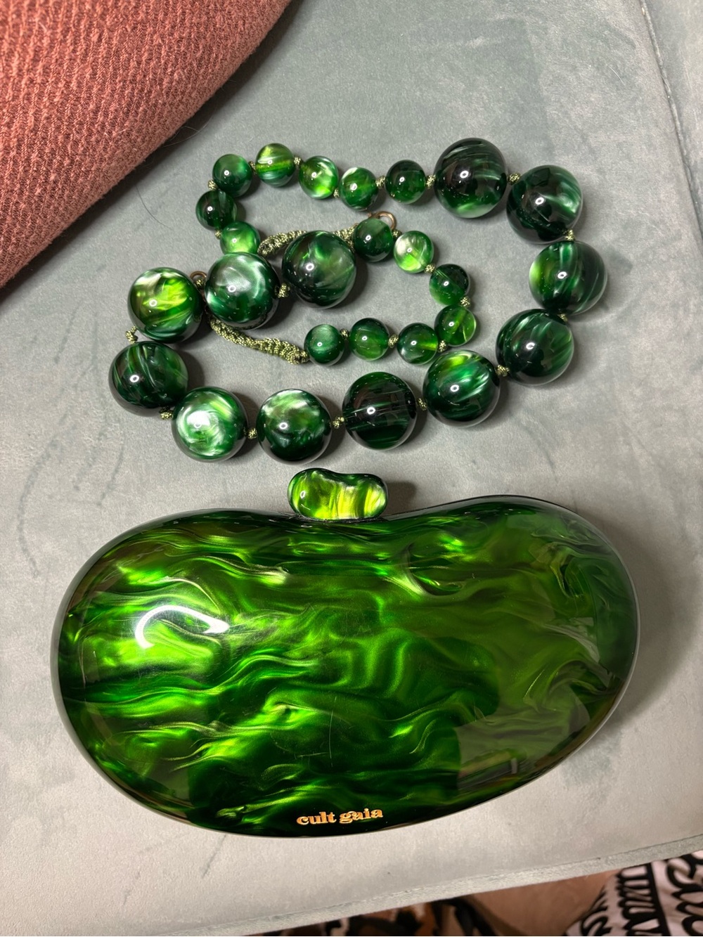 Cult Gaia Tallulah Bean Shoulder Bag in Malachite